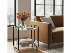 Hot Carrito auxiliar plegable con ruedas - Estructura metálica negra, 2 estantes s laminados – 72*66*43 cm - BAUHAUS Mueble Camarera