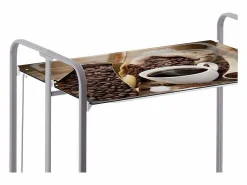 Don Hierro Carrito auxiliar plegable con ruedas - Estructura metálica gris, 2 estantes laminados Decorado Café – 72*66*43 cm - BAUHAUS
