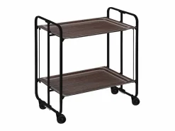 Hot Don Hierro Carrito auxiliar plegable con ruedas - Estructura metálica negra, 2 estantes laminados color Wenghe – 72*66*43 cm - BAUHAUS Gris antracita