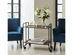 Hot Don Hierro Carrito auxiliar plegable con ruedas - Estructura metálica negra, 2 estantes laminados color Wenghe – 72*66*43 cm - BAUHAUS Gris antracita