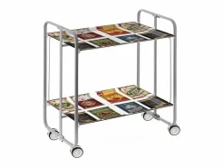 Don Hierro Carrito auxiliar plegable con ruedas - Estructura metálica gris, 2 estantes laminados decorado Vintage3 – 72*66*43 cm - BAUHAUS Multicolor