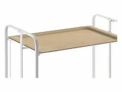 Don Hierro Carrito auxiliar plegable con ruedas - Estructura metálica blanca, 2 estantes laminados color Haya – 72*66*43 cm - BAUHAUS