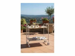 Outlet Carrito auxiliar plegable con ruedas - Estructura metálica gris, 2 estantes laminados color Haya – 72*66*43 cm - BAUHAUS Mueble Camarera