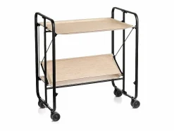 Sale Carrito auxiliar plegable con ruedas - Estructura metálica negra, 2 estantes laminados color Haya – 72*66*43 cm - BAUHAUS Mueble Camarera