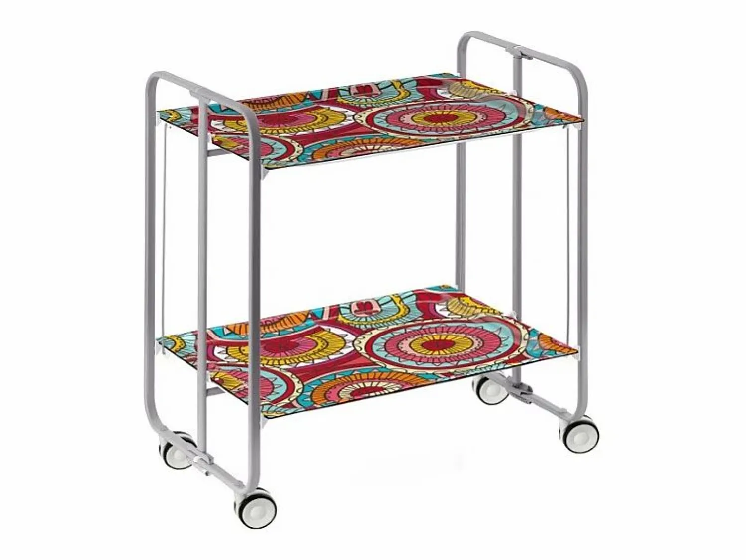 Don Hierro Carrito auxiliar plegable con ruedas - Estructura metálica gris, 2 estantes laminados decorado Abstracto – 72*66*43 cm - BAUHAUS
