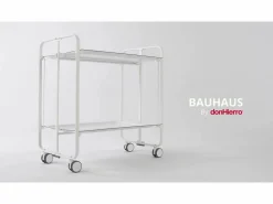 Best Carrito auxiliar plegable con ruedas - Estructura metálica gris, 2 estantes laminados decorado Vintage2 – 72*66*43 cm - BAUHAUS Mueble Camarera