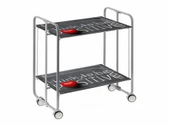 Outlet Don Hierro Carrito auxiliar plegable con ruedas - Estructura metálica , 2 estantes laminados Decorado 