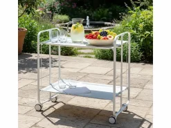 Don Hierro Carrito auxiliar plegable con ruedas - Estructura metálica blanca, 2 estantes s laminados – 72*66*43 cm - BAUHAUS