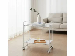 Don Hierro Carrito auxiliar plegable con ruedas - Estructura metálica blanca, 2 estantes s laminados – 72*66*43 cm - BAUHAUS
