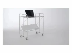 Don Hierro Carrito auxiliar plegable con ruedas - Estructura metálica blanca, 2 estantes s laminados – 72*66*43 cm - BAUHAUS