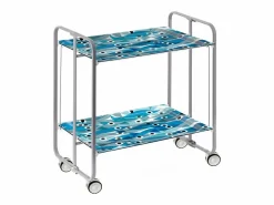Don Hierro Carrito auxiliar plegable con ruedas - Estructura metálica gris, 2 estantes laminados Decorado Peces es – 72*66*43 cm - BAUHAUS