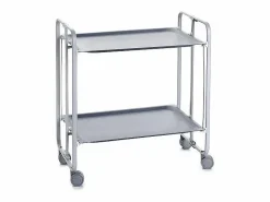 Best Carrito auxiliar plegable con ruedas - Estructura metálica gris, 2 estantes laminados color gris – 72*66*43 cm - BAUHAUS Mueble Camarera