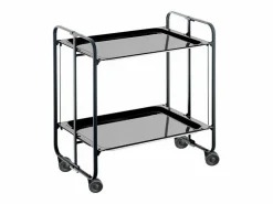 Carrito auxiliar plegable con ruedas - Estructura metálica negra, 2 estantes laminados s – 72*66*43 cm - BAUHAUS Mueble Camarera