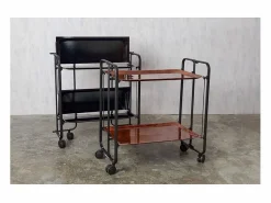 Carrito auxiliar plegable con ruedas - Estructura metálica negra, 2 estantes laminados s – 72*66*43 cm - BAUHAUS Mueble Camarera