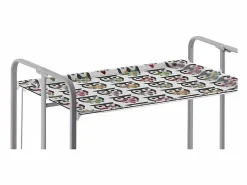 Hot Carrito auxiliar plegable con ruedas - Estructura metálica gris, 2 estantes laminados decorado Buhos – 72*66*43 cm - BAUHAUS Mueble Camarera