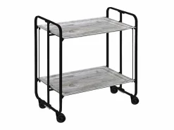 Don Hierro Carrito auxiliar plegable con ruedas - Estructura metálica negra, 2 estantes laminados color Pino envejecido – 72*66*43 cm - BAUHAUS
