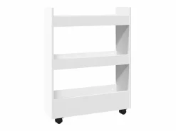 vidaxl Carrito de almacenaje estrecho de 3 niveles de madera de ingeniería blanca