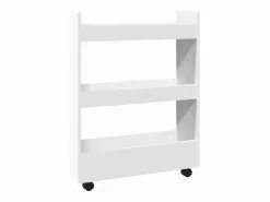 vidaxl Carrito de almacenaje estrecho de 3 niveles de madera de ingeniería blanca