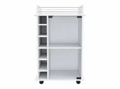 TuHome Carrito de Bar Dukat en melamina con 6 botelleros , 3 estantes y 4 ruedas , , 89 cm X 55 cm X 41.5 cm