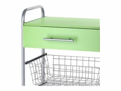 Clearance Don Hierro Carrito de cocina ALESIA Pistacho, 3 cestas, cajón y encimera color pistacho Verde claro