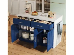 Best Carrito de cocina - Isla de cocina con 2 cajones y 3 puertas - toallero y cable de alimentación de 1,5 m Isla Cocina