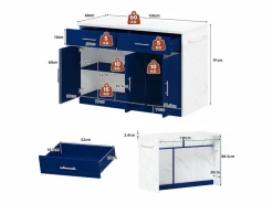 Best Carrito de cocina - Isla de cocina con 2 cajones y 3 puertas - toallero y cable de alimentación de 1,5 m Isla Cocina