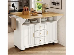 Hauss Spole Carrito de cocina con 2 puertas, 3 cajones y toallero, especiero, bandeja extensible