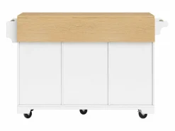 Hauss Spole Carrito de cocina con 2 puertas, 3 cajones y toallero, especiero, bandeja extensible