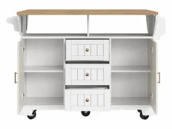 Hauss Spole Carrito de cocina con 2 puertas, 3 cajones y toallero, especiero, bandeja extensible