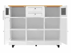 Sale Carrito de cocina con encimera de madera, toallero y estantes ajustables Isla Cocina