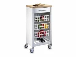 Best Carrito de cocina, carrito verdulero - color Blanco, Inox, Olmo - 93*48*34 cm - KARA Mueble Camarera