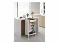 Best Carrito de cocina, carrito verdulero - color Blanco, Inox, Olmo - 93*48*34 cm - KARA Mueble Camarera