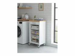 Best Carrito de cocina, carrito verdulero - color Blanco, Inox, Olmo - 93*48*34 cm - KARA Mueble Camarera
