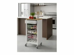 Best Carrito de cocina, carrito verdulero - color Blanco, Inox, Olmo - 93*48*34 cm - KARA Mueble Camarera
