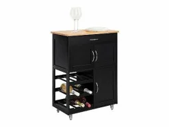 Online Sobuy Carrito de Cocina Carrito de Servir con 3 Puertas y 1 cajón L67cmxH87cmxD38cm FKW45-SCH ES Negro