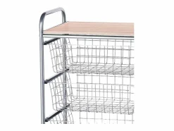 Discount Don Hierro Carrito de cocina, carrito verdulero - 4 cestas de gran capacidad - Gris aluminio, Haya - 86*44*30 cm - BEECH Plateado