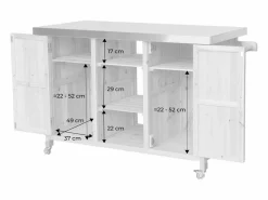 Sweeek Carrito de cocina exterior de madera de abeto 130cm con asas, 7