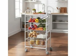 Don Hierro Carrito de Cocina FIESTA con 4 Cestas Extraíbles – Mueble Auxiliar Versátil, y Haya