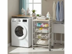 Don Hierro Carrito de Cocina FIESTA con 4 Cestas Extraíbles – Mueble Auxiliar Versátil, y Haya