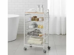 Don Hierro Carrito de Cocina FIESTA con 4 Cestas Extraíbles – Mueble Auxiliar Versátil, y Haya