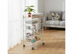 Don Hierro Carrito de Cocina FIESTA con 4 Cestas Extraíbles – Mueble Auxiliar Versátil, y Haya
