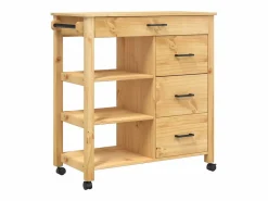 Clearance Carrito de cocina MONZA madera maciza de pino 84x40x88,5 cm Mueble Camarera