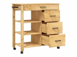 Clearance Carrito de cocina MONZA madera maciza de pino 84x40x88,5 cm Mueble Camarera