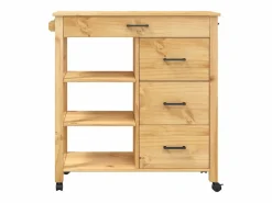 Clearance Carrito de cocina MONZA madera maciza de pino 84x40x88,5 cm Mueble Camarera