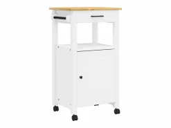 vidaxl Carrito de cocina MONZA madera maciza de pino 48x40x88,5 cm Blanco