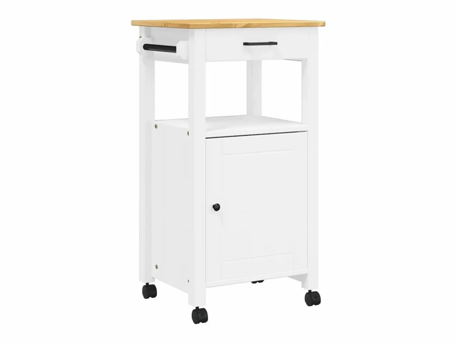 vidaxl Carrito de cocina MONZA madera maciza de pino 48x40x88,5 cm Blanco