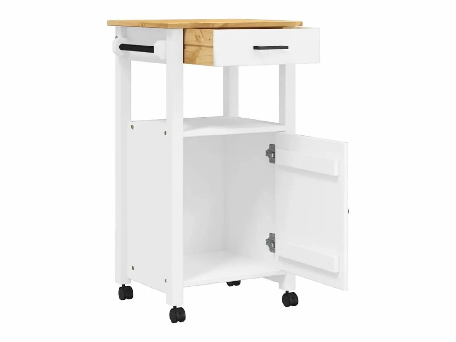 vidaxl Carrito de cocina MONZA madera maciza de pino 48x40x88,5 cm Blanco