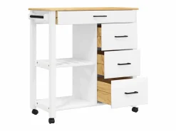 Sale vidaxl Carrito de cocina MONZA madera maciza de pino 84x40x88,5 cm Blanco