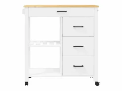 Sale vidaxl Carrito de cocina MONZA madera maciza de pino 84x40x88,5 cm Blanco
