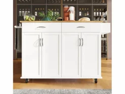 Online Carrito de cocina móvil - Isla de cocina con 2 cajones y 4 puertas - Especiero y toallero Isla Cocina